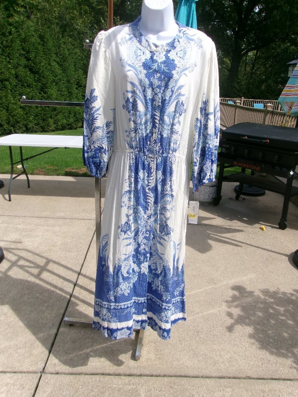 NWT MAISON JULES WHITE&BLUE FLORAL SHIRTDRESS 1X